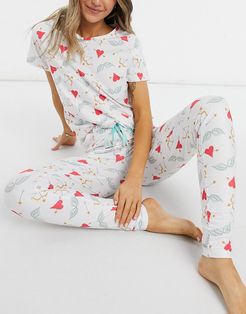 hearts & arrows t-shirt with leggings-White