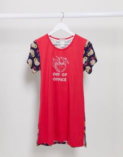 out of office coconut nightshirt-Red