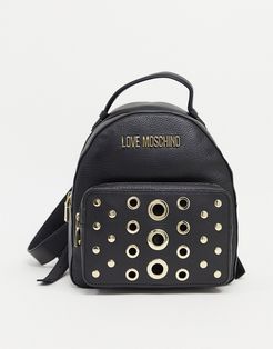 backpack with eyelets in black