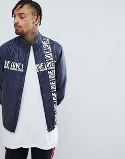 Cross Body Logo Windbreaker Jacket-Navy