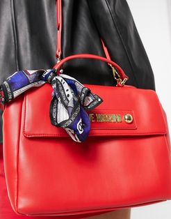 satchel bag with scarf in red
