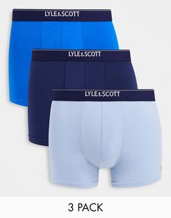 3-pack boxers with contrast waistband in blue-Blues