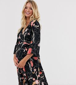 Mamalicious Floral Maternity Dress-Black