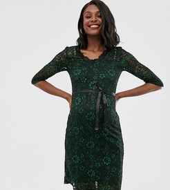 Mamalicious maternity lace bodycon dress in green