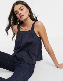camisole with bow strap detail in navy