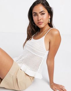 knitted strappy camisole in white