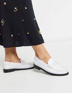 leather slip on loafers in white