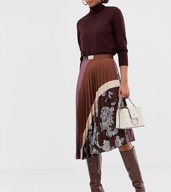 pleated paisley print skirt-Black