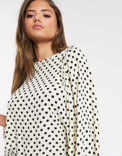 volume sleeve blouse in polka dot print-Multi