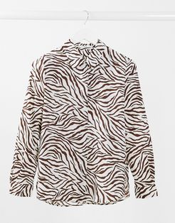 zebra button down shirt in multi
