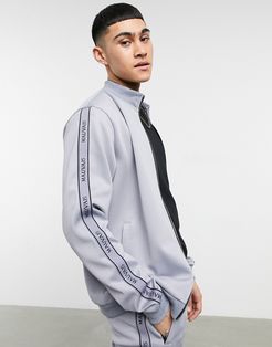 coordinating track jacket with tape detail in gray-Grey
