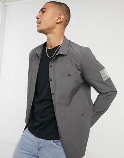 crinkle utility overshirt co-ord in charcoal-Grey