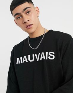 knitted sweater with logo in black