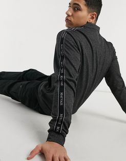 ribbed coordinating stylish track jacket in black space dye