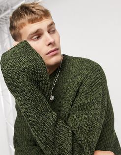 twist utility crewneck sweater in khaki-Green