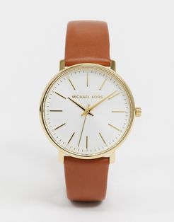 pyper leather watch in tan MK2740