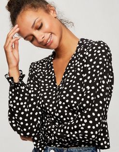 blouse in black polka dot