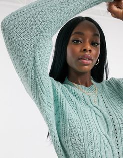cable sweater in sage-Blues