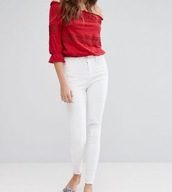 Frayed Hem Skinny Jeans-White