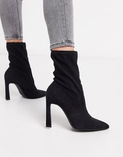 heeled sock boots in black-Multi