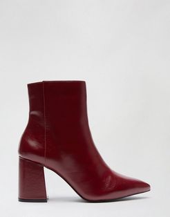 patent ankle boots in red