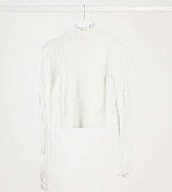 fine gauge high neck sweater in cream