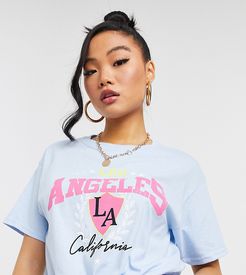 'LA' print T-shirt in blue-Blues