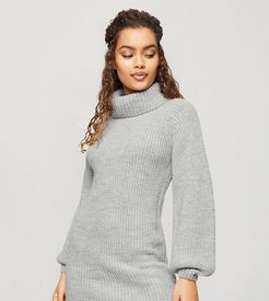 roll neck sweater dress in gray-Grey