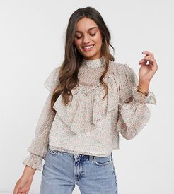 ruffle blouse in multi floral