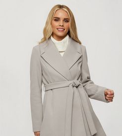 wrap coat in gray-Grey