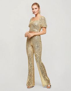 sequin kickflare pants in gold