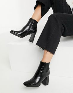 square toe heeled boots in black