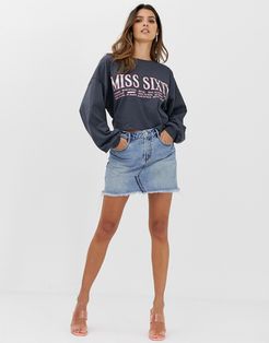 archive raw hem denim mini skirt-Blue