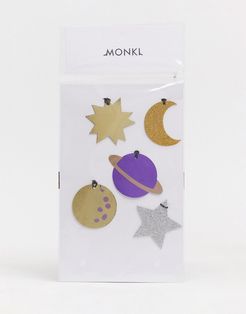 10 pack Christmas planet tree decorations in multi