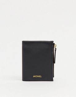 Britta faux leather zip through wallet in black