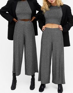 Cilla glitter ribbed wide leg pants in black