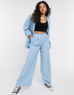 Gaby suit set wide leg pleated pants in blue-Blues