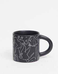 Macy lady print mug in matte black
