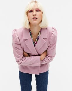 Mary fitted puff shoulder corduroy blazer in pink