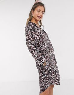 Moa raglan abstract print shirt dress in multi