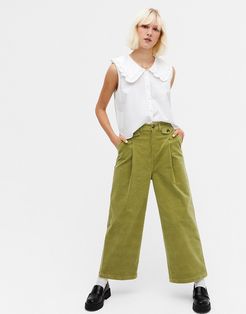 Naomi cotton wide leg corduroy pants in green