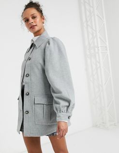 Nina recycled wool belted jacket in gray-Grey