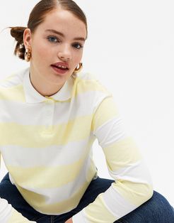organic cotton striped polo shirt in yellow