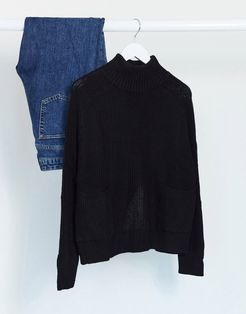 overlayer wrap sweater-Black