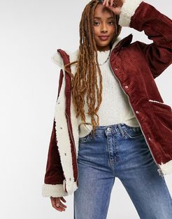 Shea cord faux shearling lined jacket in brown
