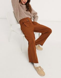 belted pants in brown