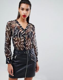 printed blouse-Multi