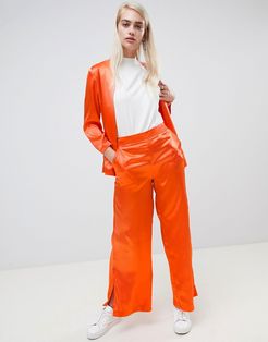 Wide Leg Pants With Side Split-Orange