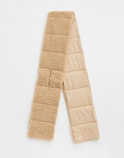 London padded volume scarf in nylon and teddy mix in camel-Neutral