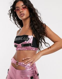 bandeau top with piercings-Pink